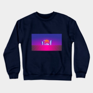 Synthwave 80's neon city Crewneck Sweatshirt